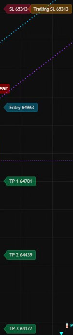 Enlarged Intelligent Version chart detail showing the trailing stop-loss, entry and TP1, TP2 and TP3 price levels